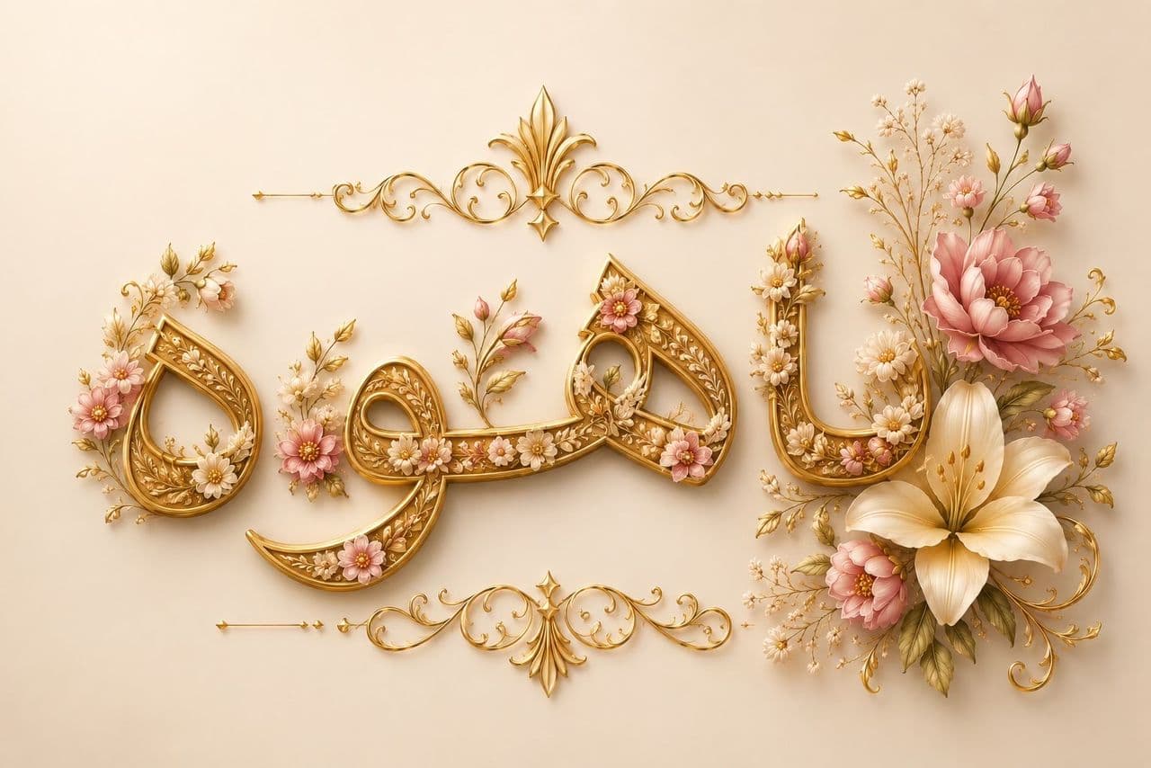 Nom sacré en arabe orné de fleurs