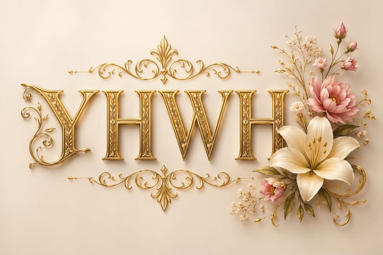 Nom sacré YHWH orné de fleurs
